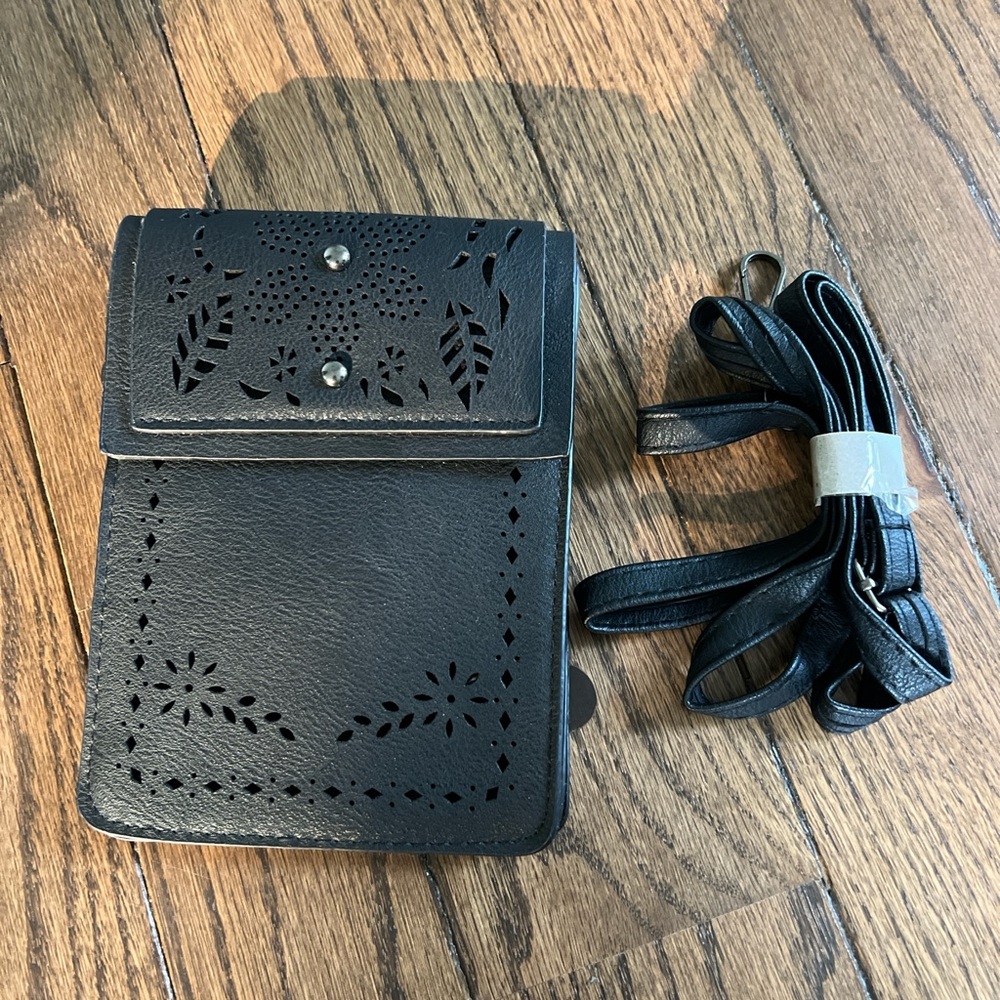 Black Crossbody Bag with Cutout Design